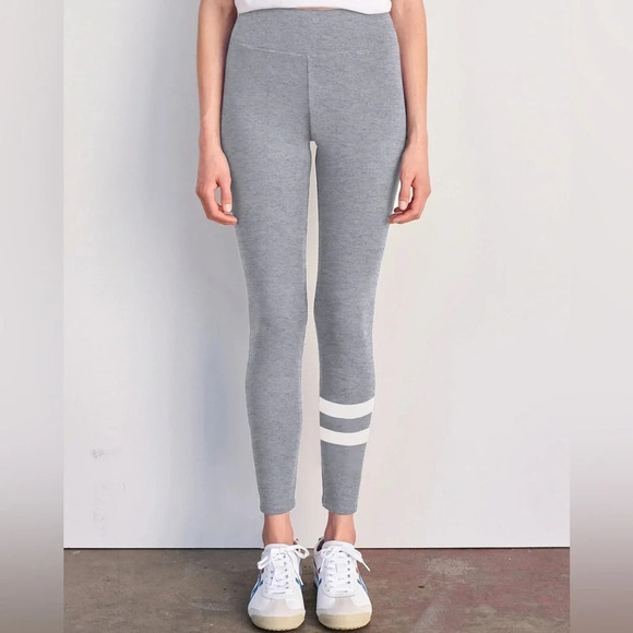 SUNDRY Anthropologie $98 Striped Leggings in Heather Gray Size 1 SMALL 4/6 - Picture 1 of 11